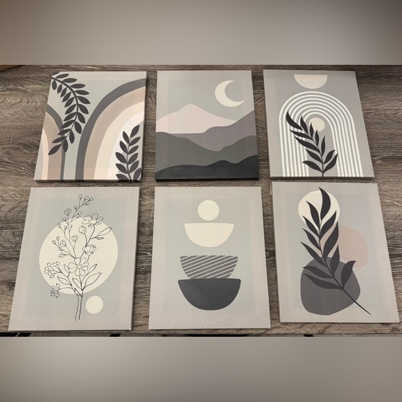 Other - Set of 6 Abstract Canvas Wall Art in Neutral Tones